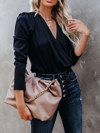 Surplice Long Sleeve Blouse - Divacious