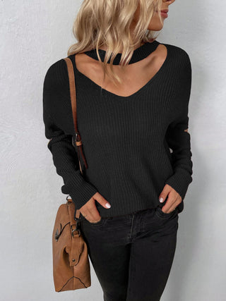 Cutout Zip Detail Sweater Divacious