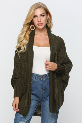 Open Front Dolman Sleeve Longline Cardigan Divacious