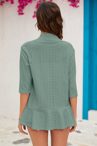 Eyelet Open Front Cardigan Divacious