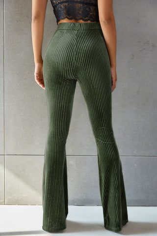 Ribbed High Waist Flare Pants Divacious