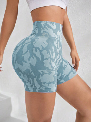 Printed High Waist Active Shorts Divacious