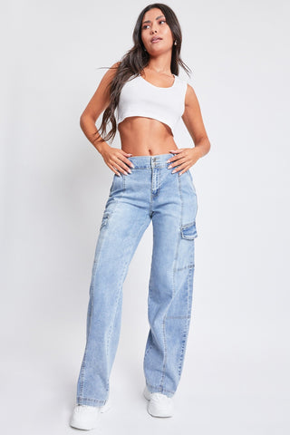 YMI Jeanswear High-Rise Straight Cargo Jeans Divacious