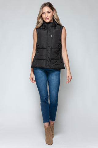 Snobbish Snap and Zip Closure Hooded Vest Trendsi