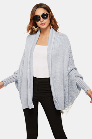 Open Front Dolman Sleeve Longline Cardigan Divacious