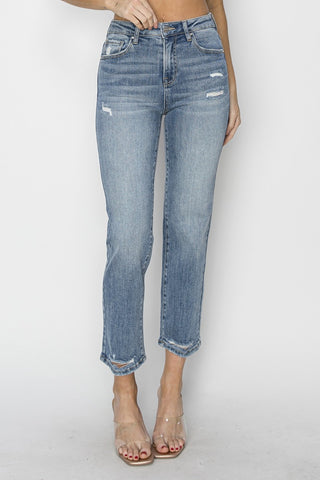 Full Size High Waist Distressed Cropped Jeans Divacious