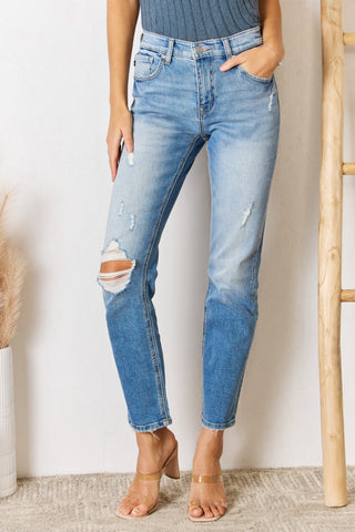 Kancan High Rise Distressed Slim Straight Jeans Divacious