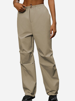 Pocketed Elastic Waist Pants Divacious