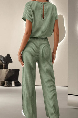 Round Neck Short Sleeve Jumpsuit Divacious