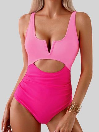 Tied Cutout Contrast One-Piece Swimwear Divacious