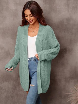 Warm Fall Mixed Knit Open Front Longline Cardigan Divacious