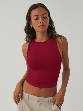 Round Neck Cropped Tank Divacious