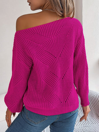 Openwork Long Sleeve Sweater Divacious