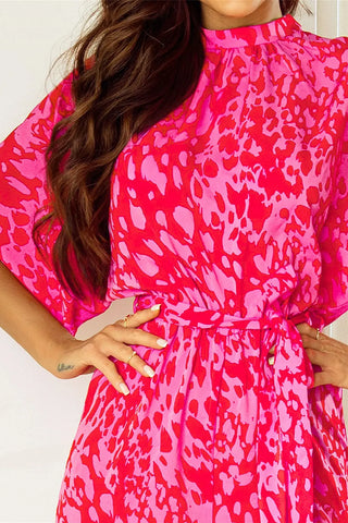 Printed Mock Neck Kimono Sleeve Jumpsuit Divacious