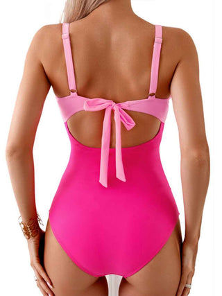 Tied Cutout Contrast One-Piece Swimwear Divacious