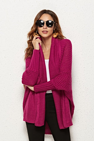 Open Front Dolman Sleeve Longline Cardigan Divacious