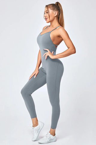 Crisscross Spaghetti Strap Active Jumpsuit Divacious