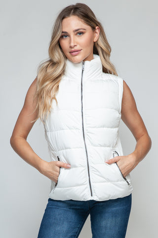 Snobbish Zip Up Turtleneck Vest with Pockets Trendsi