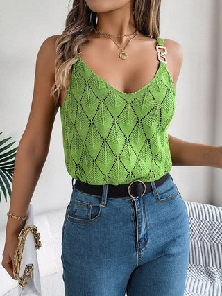 Openwork Scoop Neck Knit Vest - Divacious