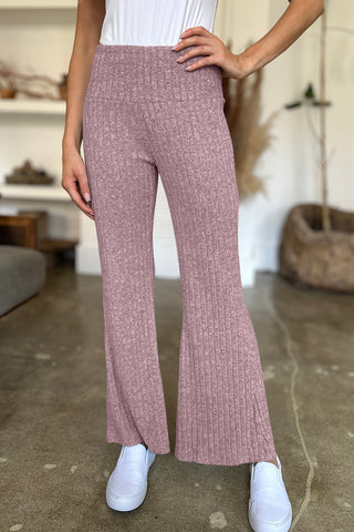 Ribbed High Waist Flare Pants Divacious