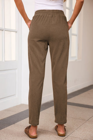 Drawstring Straight Pants with Pockets Divacious