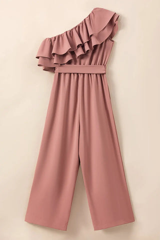 Ruffled Tied One-Shoulder Jumpsuit Divacious