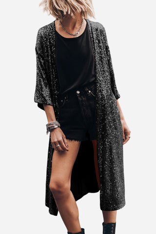 Sequin Open Front Duster Cardigan Divacious