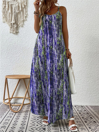 Full Size Printed Scoop Neck Maxi Cami Dress Trendsi