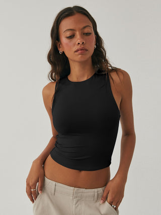 Round Neck Cropped Tank Divacious