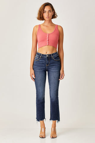 Full Size Frayed Hem Cropped Straight Jeans Divacious