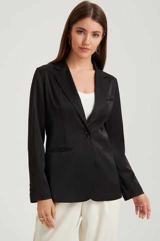 Long Sleeve Lapel Collar Blazer Divacious