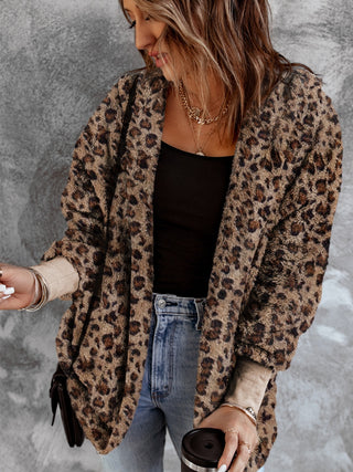 Leopard Open Front Hooded Jacket Divacious