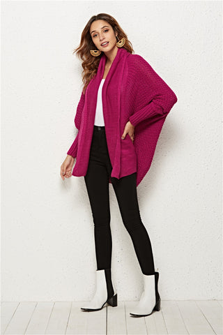 Open Front Batwing Sleeve Cardigan Divacious