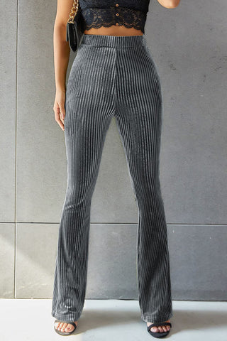 Ribbed High Waist Flare Pants Divacious