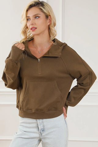 Half-Zip Long Sleeve Hoodie Divacious