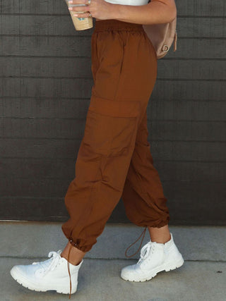 High Waist Drawstring Pants with Pockets Divacious