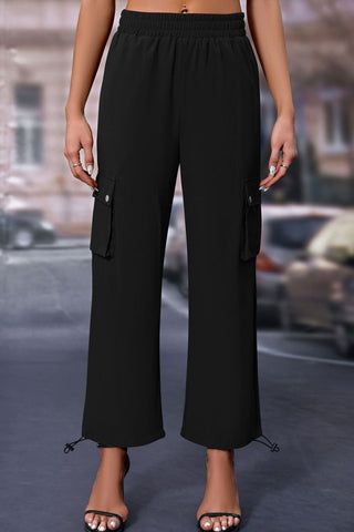 Elastic Waist Pants with Pockets Divacious