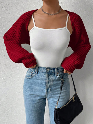 Open Front Long Sleeve Cropped Cardigan - Divacious