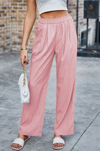 Elastic Waist Wide Leg Pants Divacious