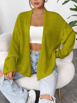 Open Front Dropped Shoulder Cardigan Divacious