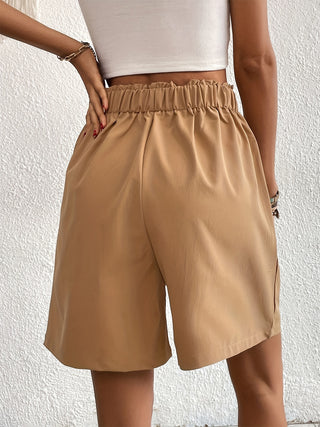 Pocketed Half Elastic Waist Shorts Divacious