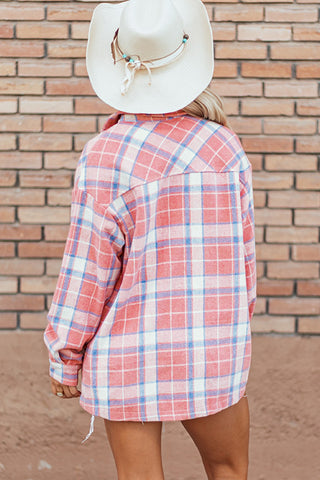 Plaid Button Up Long Sleeve Shacket Divacious