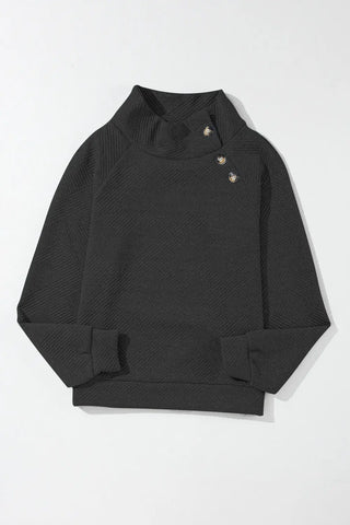 Textured Turtleneck Long Sleeve Sweatshirt Divacious