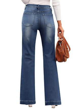 High Waist Bootcut Jeans with Pockets Divacious