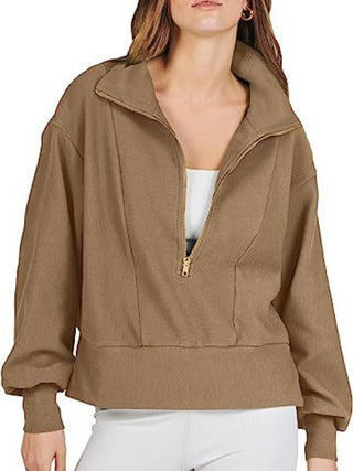 Half Zip Up Collared Sweatshirts Divacious