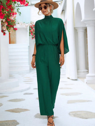 Tie Back Mock Neck Split Sleeve Jumpsuit Divacious