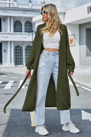 Tie Waist Longline Cardigan Divacious