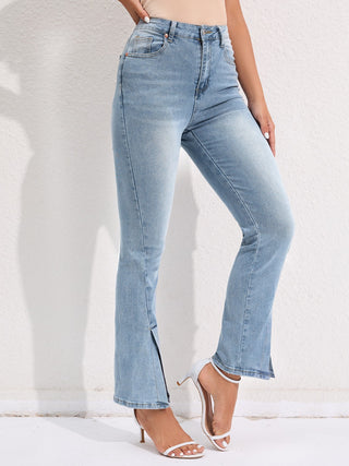 Slit Buttoned Jeans with Pockets Divacious