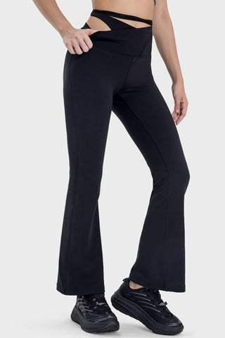 Millennia Tied Mid-Rise Waist Active Pants Trendsi