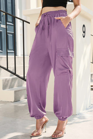 Long Tie Waist Pocketed Pants Divacious